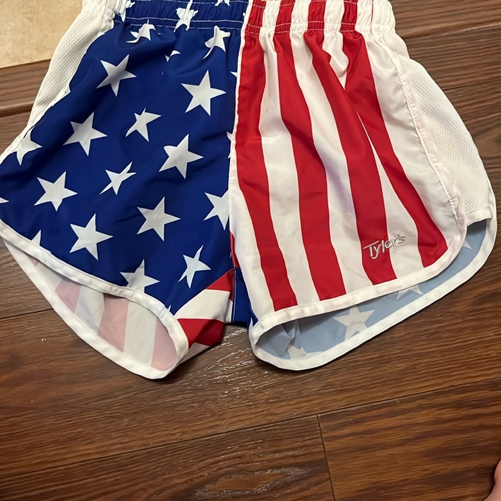 Youth Tyler’s Red and White USA  Athletic Shorts Moisture-Wicking Design
